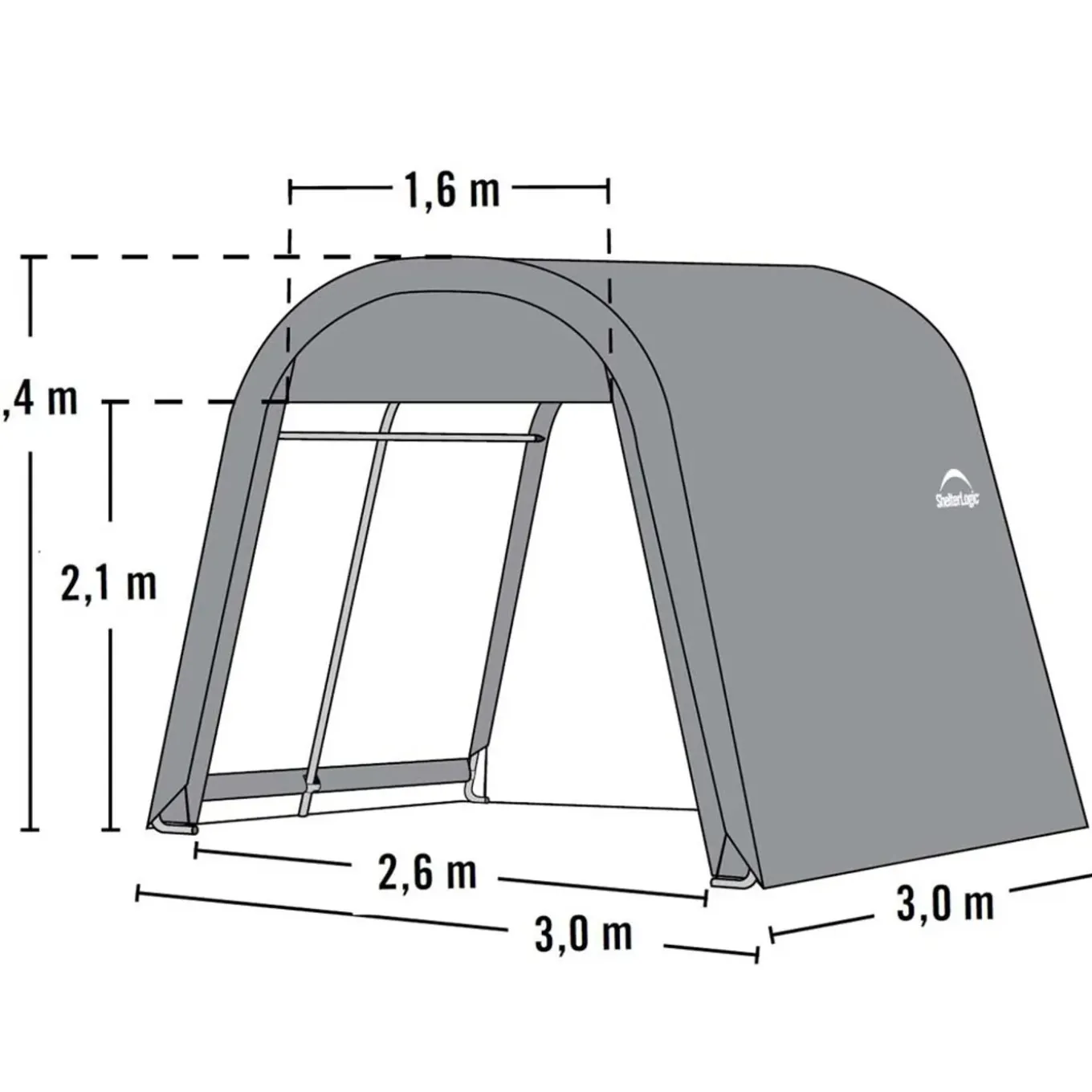 Shelterlogic Folietent Garagetent - 300x300x240 Cm - Grijs