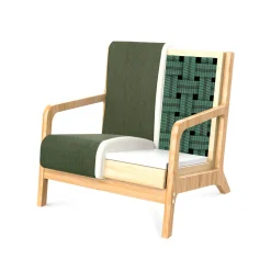 Sicaan Scandinavische Vintage Fauteuil Marie Khaki Corduroy En Hout