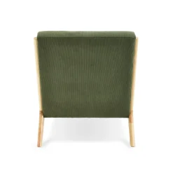 Sicaan Scandinavische Vintage Fauteuil Marie Khaki Corduroy En Hout