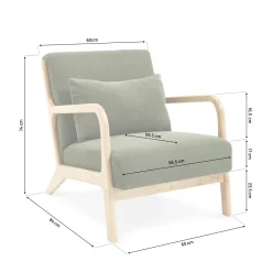 Sicaan Scandinavische Vintage Fauteuil Marie Khaki Corduroy En Hout