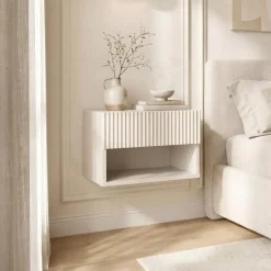 Sicaan Set Van 2 Hangende Nachtkastjes Leya Beige - Met Latten