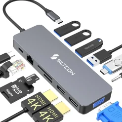 Siltcon Docking Station 13-in-1 - 2x Hdmi 4k - Rj45 - 100w Pd