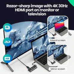 Siltcon Hub 8-in-1 Usb-c - Hdmi 4k - Rj45 - Sd Tf - 3x Usb 3.0