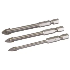 Silverline 3 Delige Tegel En Glassnijder Set, Zeskant Aansluiting 5, 6 En 8 Mm