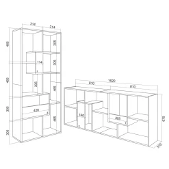 Skraut Home - Boekenkast - Boekenplank - 67x31x162cm - Donkere Eik