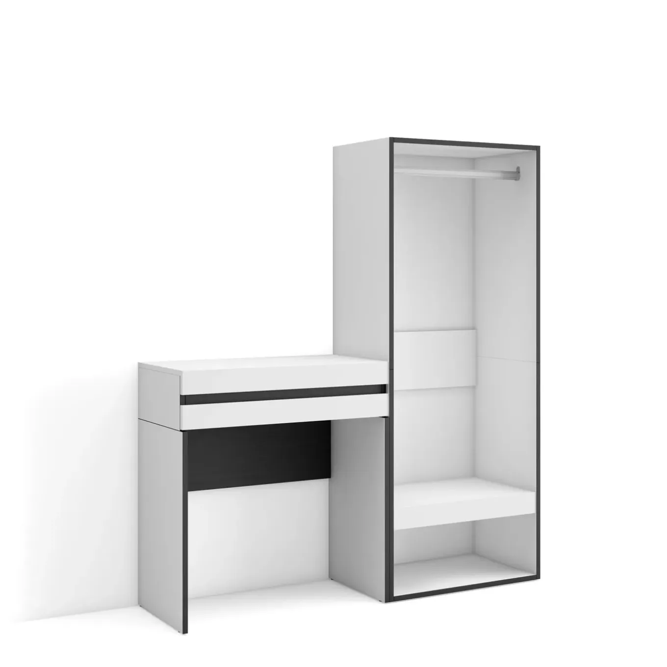 Skraut Home - Consoletafel Haltafel - Open Kledingkast - 130x35x145 Cm - Wit