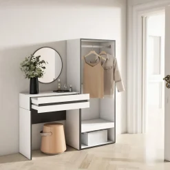 Skraut Home - Consoletafel Haltafel - Open Kledingkast - 130x35x145 Cm - Wit