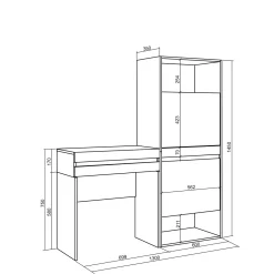 Skraut Home - Consoletafel Haltafel - Schoenenkast - 130x35x145 Cm - Wit