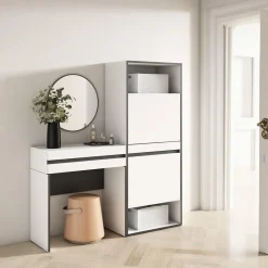 Skraut Home - Consoletafel Haltafel - Schoenenkast - 130x35x145 Cm - Wit