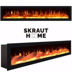 Skraut Home - Dressoir - Elektrische Haard - 200x35x87 Cm - Wit En Eiken Soft