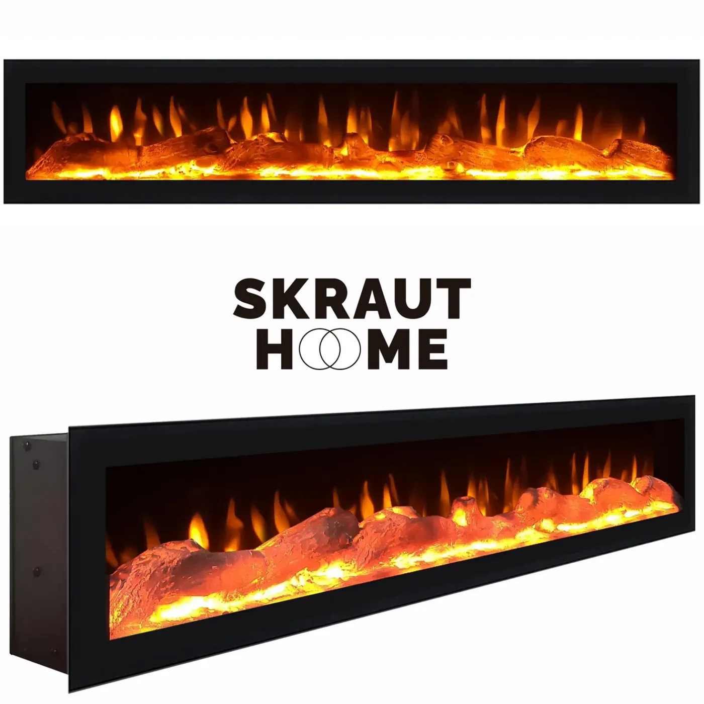 Skraut Home - Dressoir - Elektrische Haard - 200x35x87 Cm - Wit En Eiken Soft