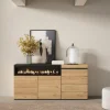 Skraut Home - Dressoir - Opbergkast - Elektrische Haard - Ladekast - Commode - 157x35x75 Cm - Eiken