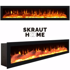 Skraut Home - Elektrische Haard Led - 102x35x45 Cm - Cementgrijs