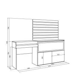 Skraut Home - Kaptafel Make Uptafel - Elektrische Haard Xxl - Lamellenwand Hout - 177x35x145 - Eiken