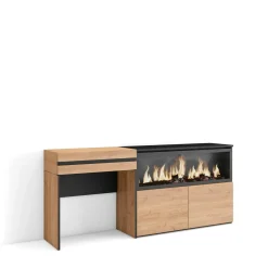 Skraut Home - Kaptafel Make Uptafel - Elektrische Haard Xxl - 177x35x75 Cm - Eiken