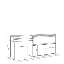 Skraut Home - Kaptafel Make Uptafel - Elektrische Haard Xxl - 177x35x75 Cm - Eiken