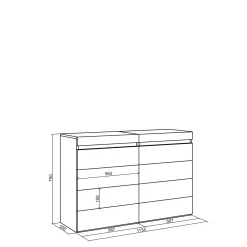 Skraut Home - Ladekast - Commode - 114x35x75 Cm - Eiken
