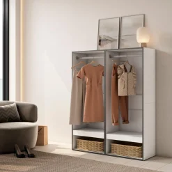 Skraut Home - Open Kledingkast - 120x35x145 Cm - Wit