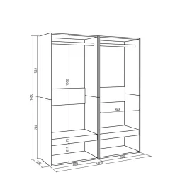 Skraut Home - Open Kledingkast - 120x35x145 Cm - Wit