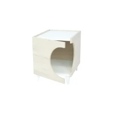 Skraut Home - Pet Table - 47x37x40 Cm - Eiken En Wit