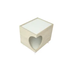 Skraut Home - Pet Table - 47x37x40 Cm - Eiken En Wit