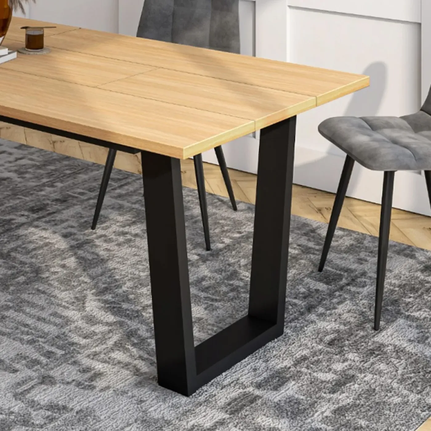 Skraut Home - Pieds En Métal En Forme De U - 84x71 Cm - Noir