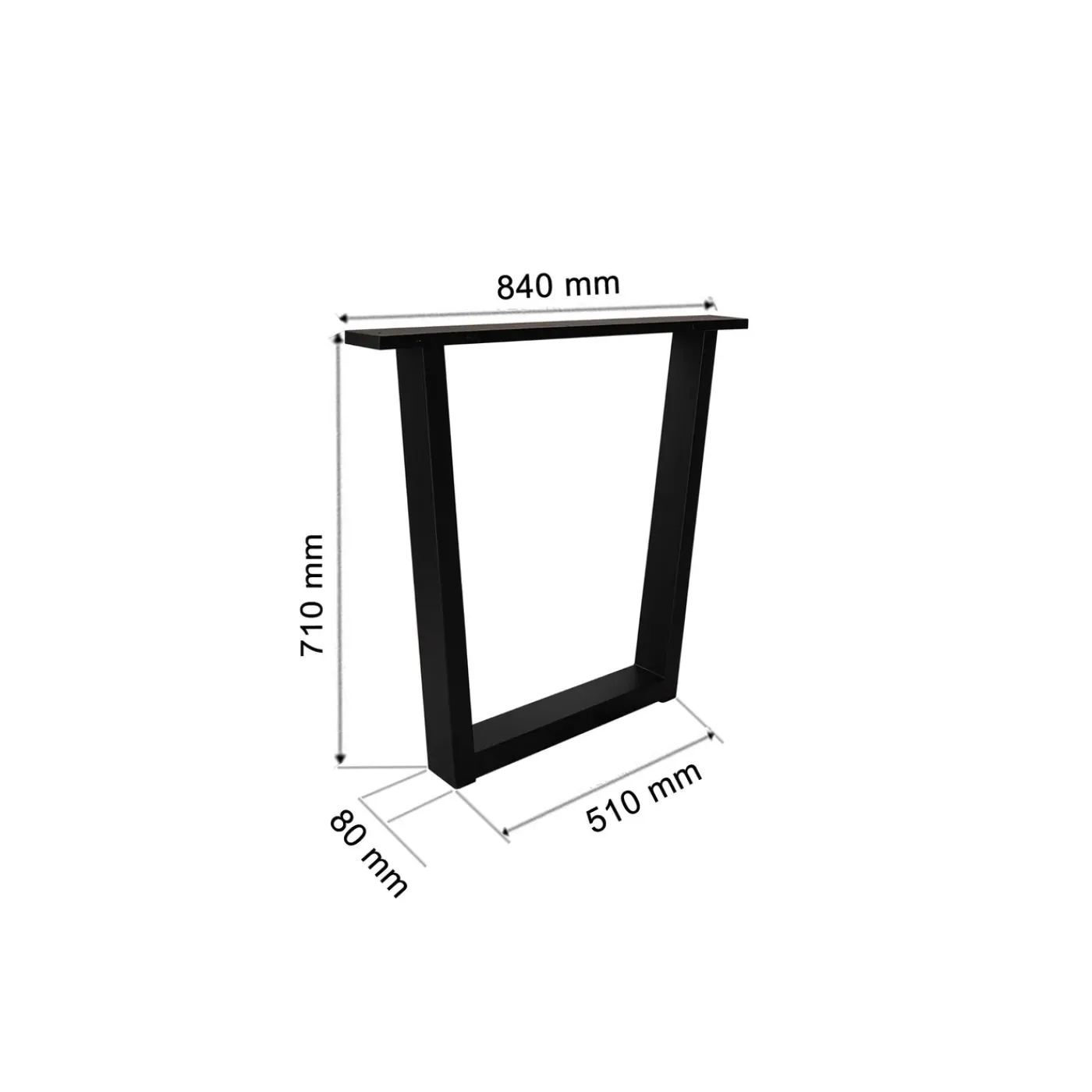 Skraut Home - Pieds En Métal En Forme De U - 84x71 Cm - Noir