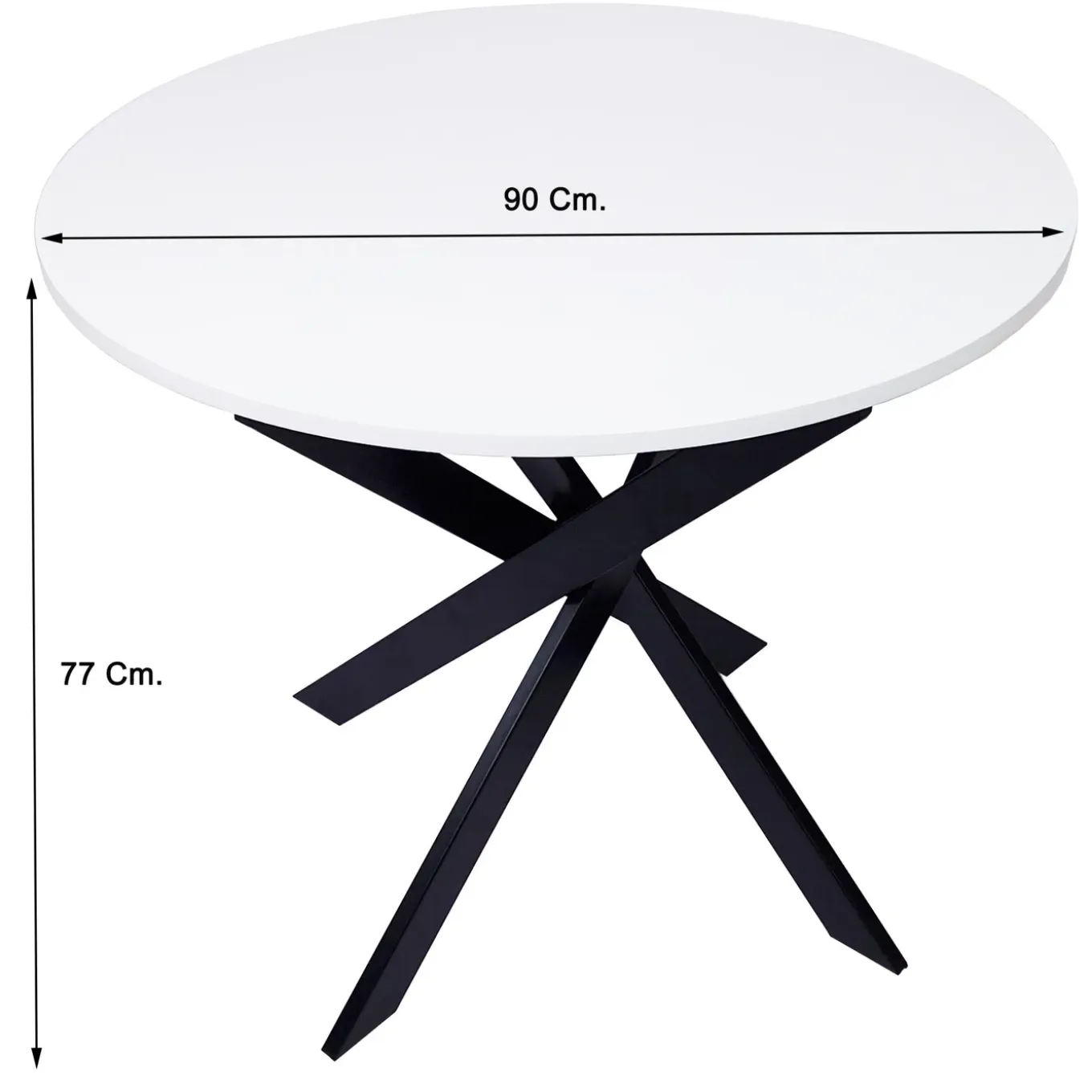 Skraut Home - Ronde Eettafel - 90x90x77 Cm - Mat Wit