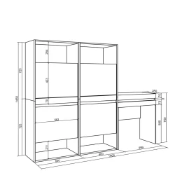 Skraut Home - Schoenenkast - Kaptafel Make - Uptafel - 190x35x145 Cm - Eiken