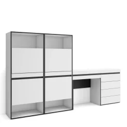 Skraut Home - Schoenenkast - Ladekast - Commode - Kaptafel Make - Uptafel - 247x35x145 Cm - Wit