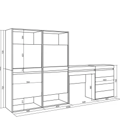 Skraut Home - Schoenenkast - Ladekast - Commode - Kaptafel Make - Uptafel - 247x35x145 Cm - Wit