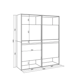 Skraut Home - Schoenenkast - 120x35x145 Cm - Eiken