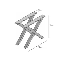 Skraut Home - Tafelonderstel Easel - 72x10x72 Cm - Wit