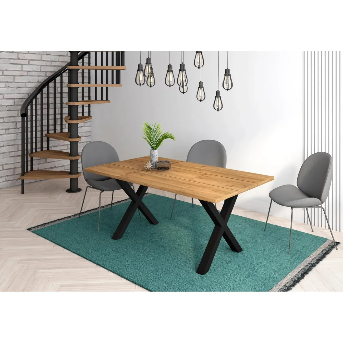 Skraut Home - Tafelonderstel Easel - 72x10x72 Cm - Zwart