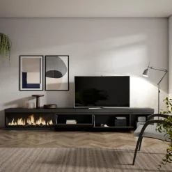 Skraut Home - Tv Meubel - Elektrische Haard Xxl - 318x35x45 Cm - Zwart