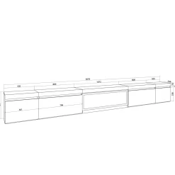 Skraut Home - Tv Meubel - Elektrische Haard Xxl - 368x35x45 Cm - Zwart