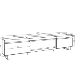 Skraut Home - Tv Meubel - Elektrische Haard Xxl - 267x35x57 Cm - Zwart