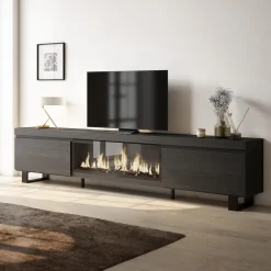 Skraut Home - Tv Meubel - Elektrische Haard Xxl - 267x35x57 Cm - Zwart