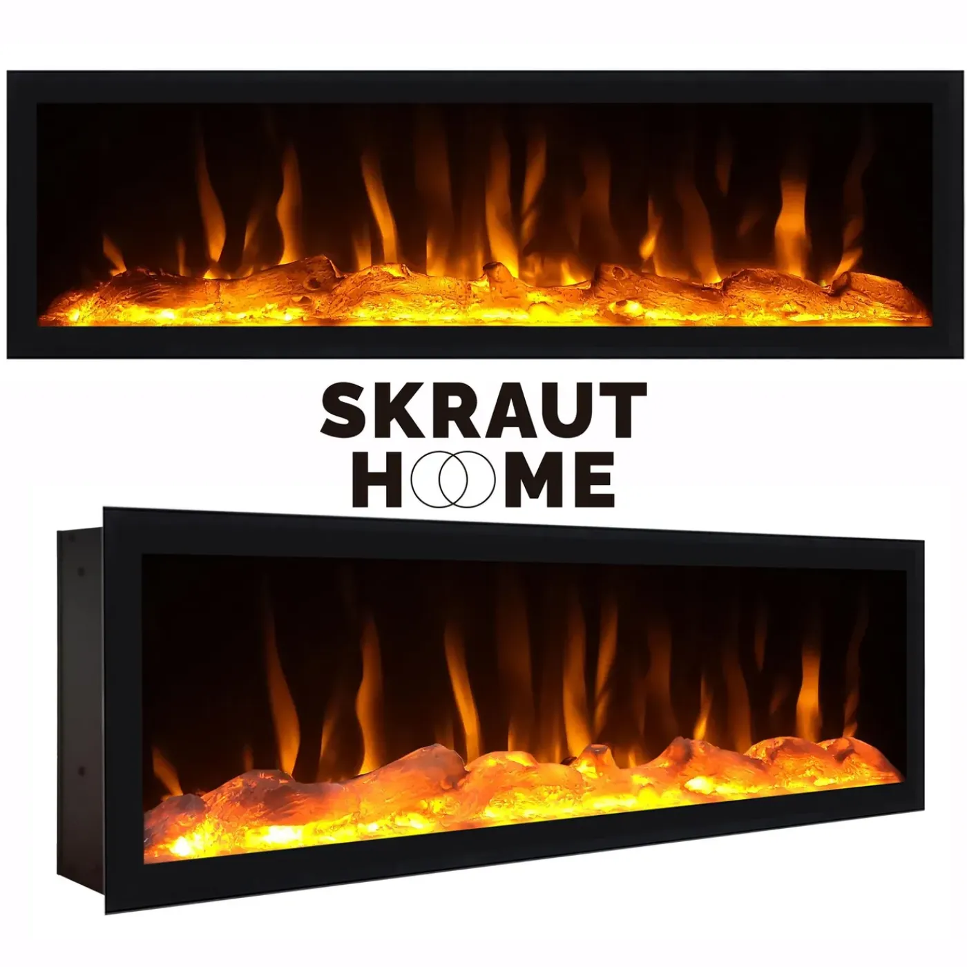 Skraut Home - Tv Meubel - Elektrische Haard Xxl - 267x35x57 Cm - Zwart
