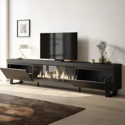 Skraut Home - Tv Meubel - Elektrische Haard Xxl - 267x35x57 Cm - Zwart