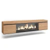 Skraut Home - Tv Meubel - Met Elektrische Haard Xxl - Hangend - 208x35x45 Cm - Eiken