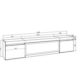 Skraut Home - Tv Meubel - Met Elektrische Haard Xxl - 208x35x45 Cm - Zwart