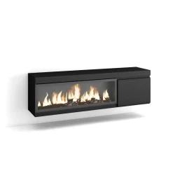 Skraut Home - Tv Meubel - Met Elektrische Haard Xxl - Hangend - 158x35x45 Cm - Zwart