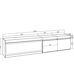 Skraut Home - Tv Meubel - Met Elektrische Haard Xxl - 208x35x45 Cm - Zwart