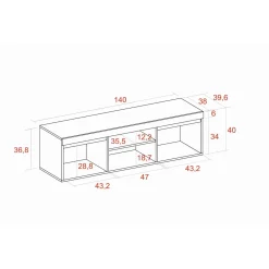 Skraut Home - Tv Meubel - 140x40x41 Cm - Eiken En Zwart