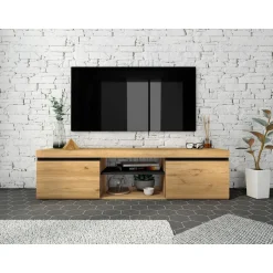 Skraut Home - Tv Meubel - 140x40x41 Cm - Eiken En Zwart