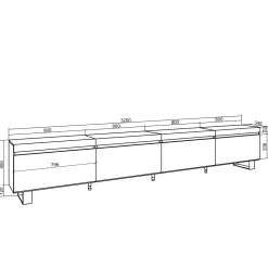 Skraut Home - Tv Meubel - 320x35x57 Cm - Zwart