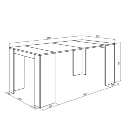 Skraut Home - Uitschuifbare Eettafel - 180x90x77 Cm - Wit