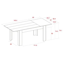 Skraut Home - Uitschuifbare Eettafel - 140x90x76 Cm - Eiken