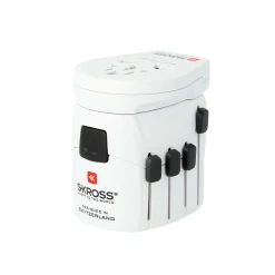 Skross - De krachtige 3-polige wereldreisadapter met USB-poort